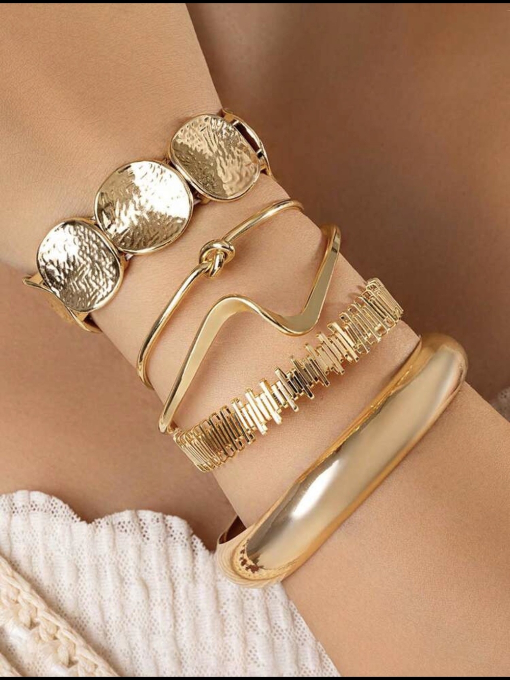 Elegant Gold Bracelet Stack for Women — Layered Gold-Tone Set